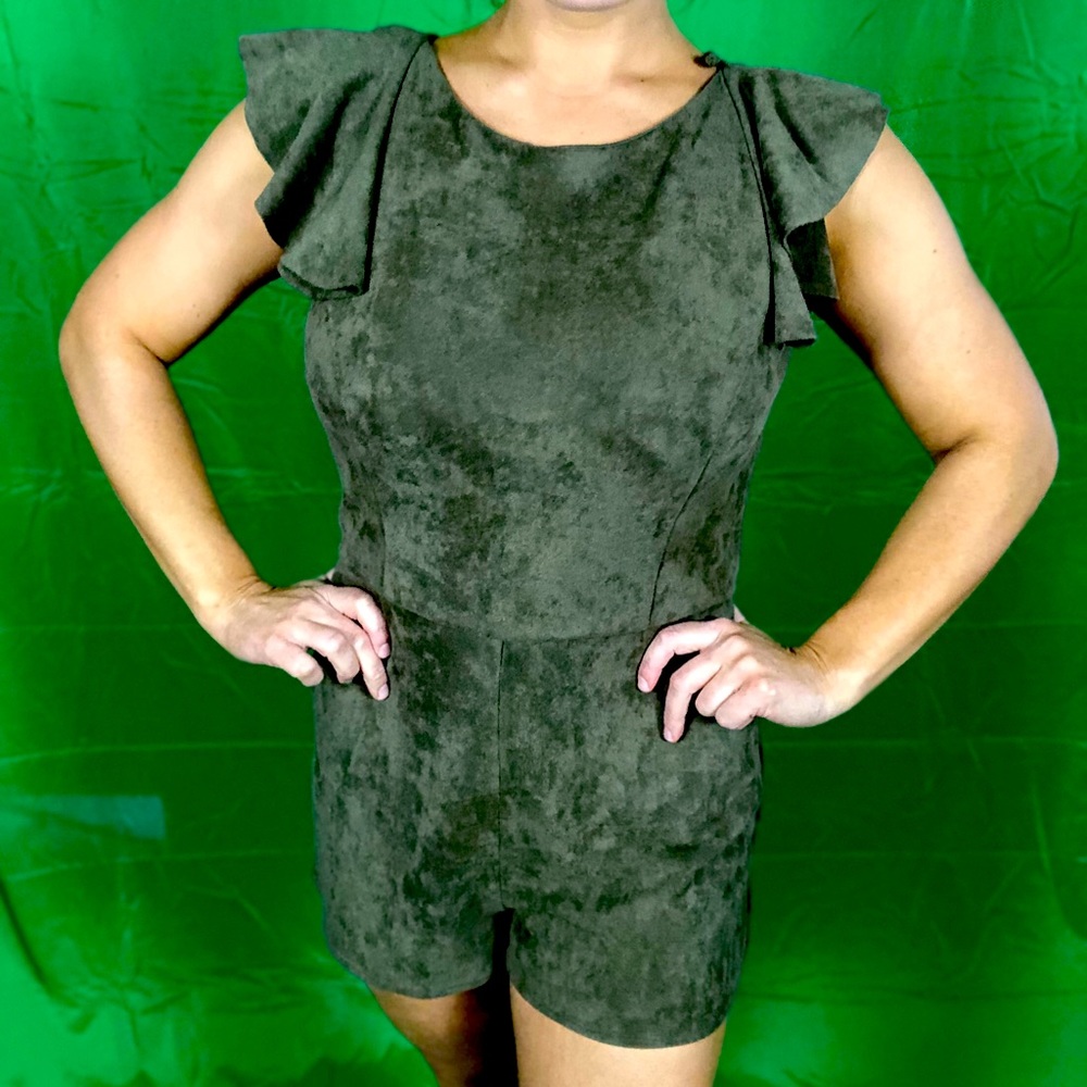 Olive faux suede jumper size medium